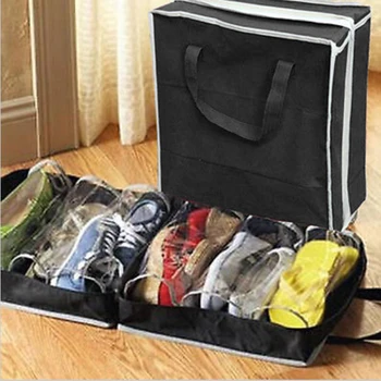 

Portable Non-woven Fabric 6 Grids Anti Dust Shoe Storage Bag Shoe Organizer Shoe Closet Organizer travel essentials