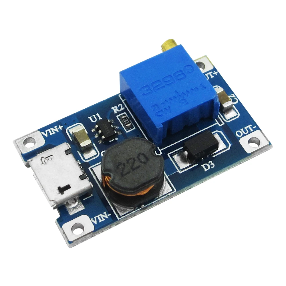 

10pcs MT3608 DC-DC Adjustable Boost Module 2A Boost Plate 2A Step Up Module with MICRO USB 2V - 24V to 5V 9V 12V 28V LM2577