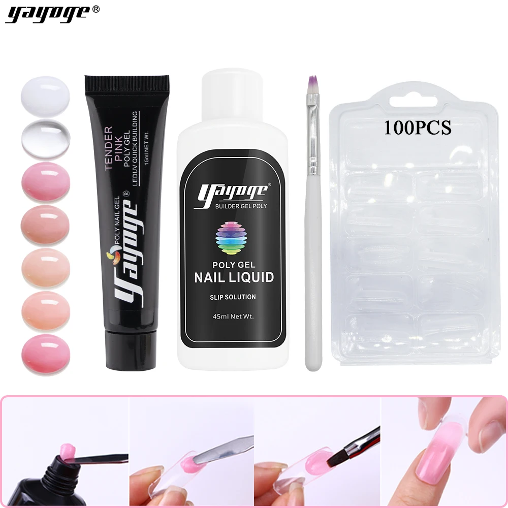 

Yayoge 4Pcs Set Poly Nail Gel Kit Builder Gel 15ml UV Gel Polish Quick Building For Nails Extension Varnish Nail Gel With Tools