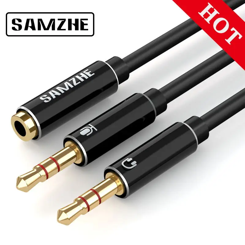 

SAMZHE Headphone Splitter for Computer, 2 In 1 CTIA Standard 3.5MM Female to 2 Male Audio EarphoneHeadset Mic Audio Y Adapter