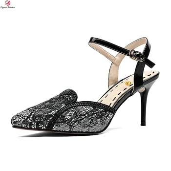 

Original Intention High Quality Women Sandals Stylish Pointed Toe Sexy Thin High Heel Black Nude Party Shoes Women US Size 3-9