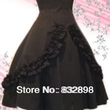 Черная гофрированная длинная хлопковая юбка Лолиты