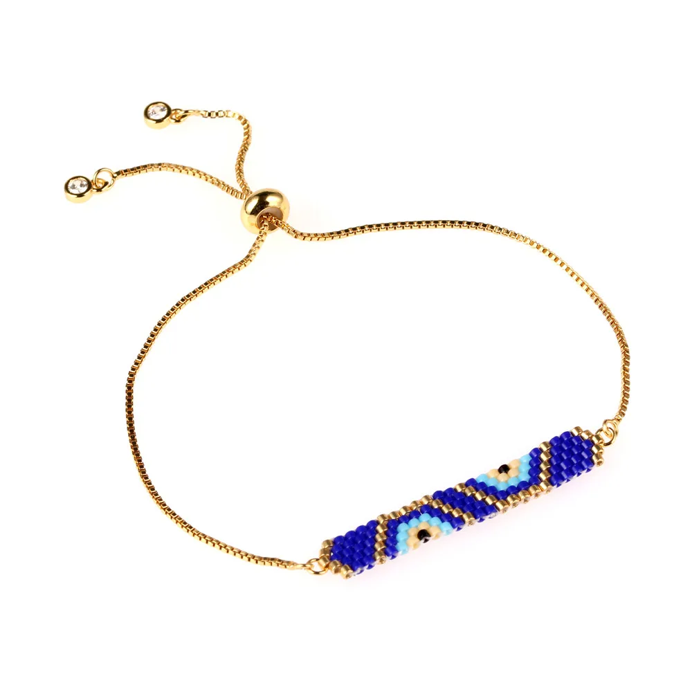 

Trendy Miyuki Seed Bead Bracelet Women Handmade Gold Color Devil's Eye Charm Bracelets Female Friendship Jewelry Pulsera