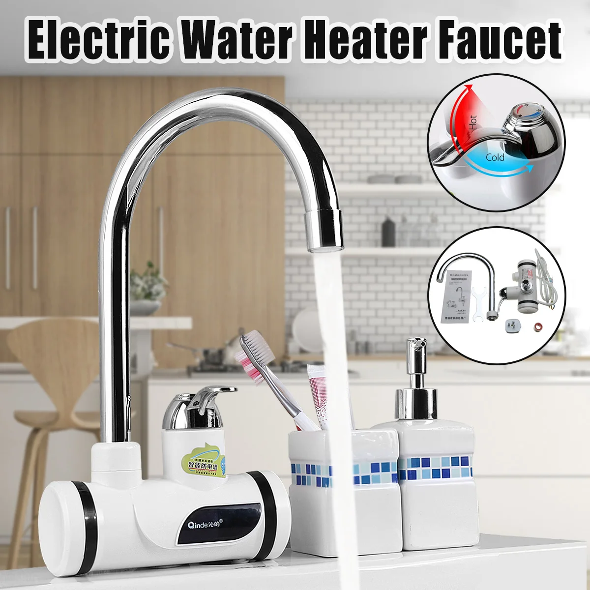 

3000W Electric Faucet Water Heater Instant Tankless Heating Faucet Digital Display Kitchen Bathroom Hiot Water Heater Tap