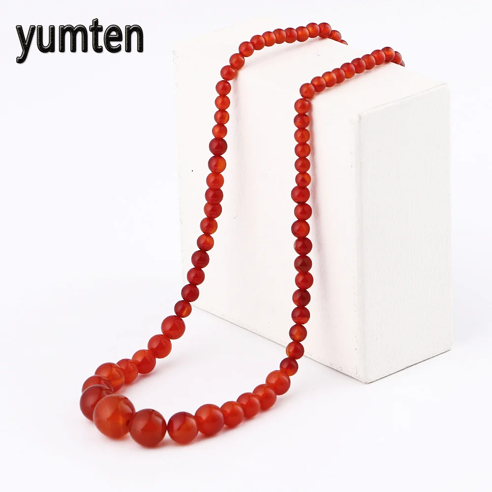 Natural Agate Stone Necklace Women Men Jewelry Necklaces Red