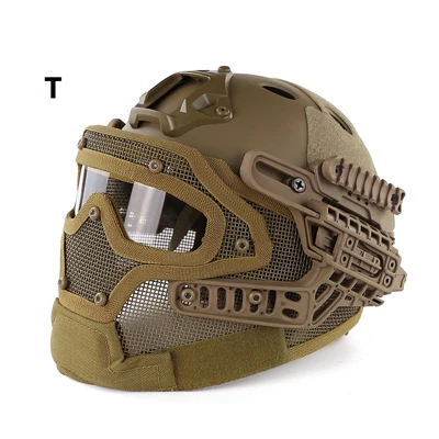 Охотничья тактическая система G4 шлем ABS полная маска для лица с Goggle военный страйкбол Пейнтбол армейский Быстрый Шлем передач аксессуары - Цвет: T