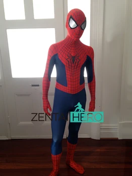 

Free Shipping DHL 3D Printing Amazing Spider-Man 2 Costume 2017 Halloween Cosplay Spiderman Superhero Costume Movie Bodysuit