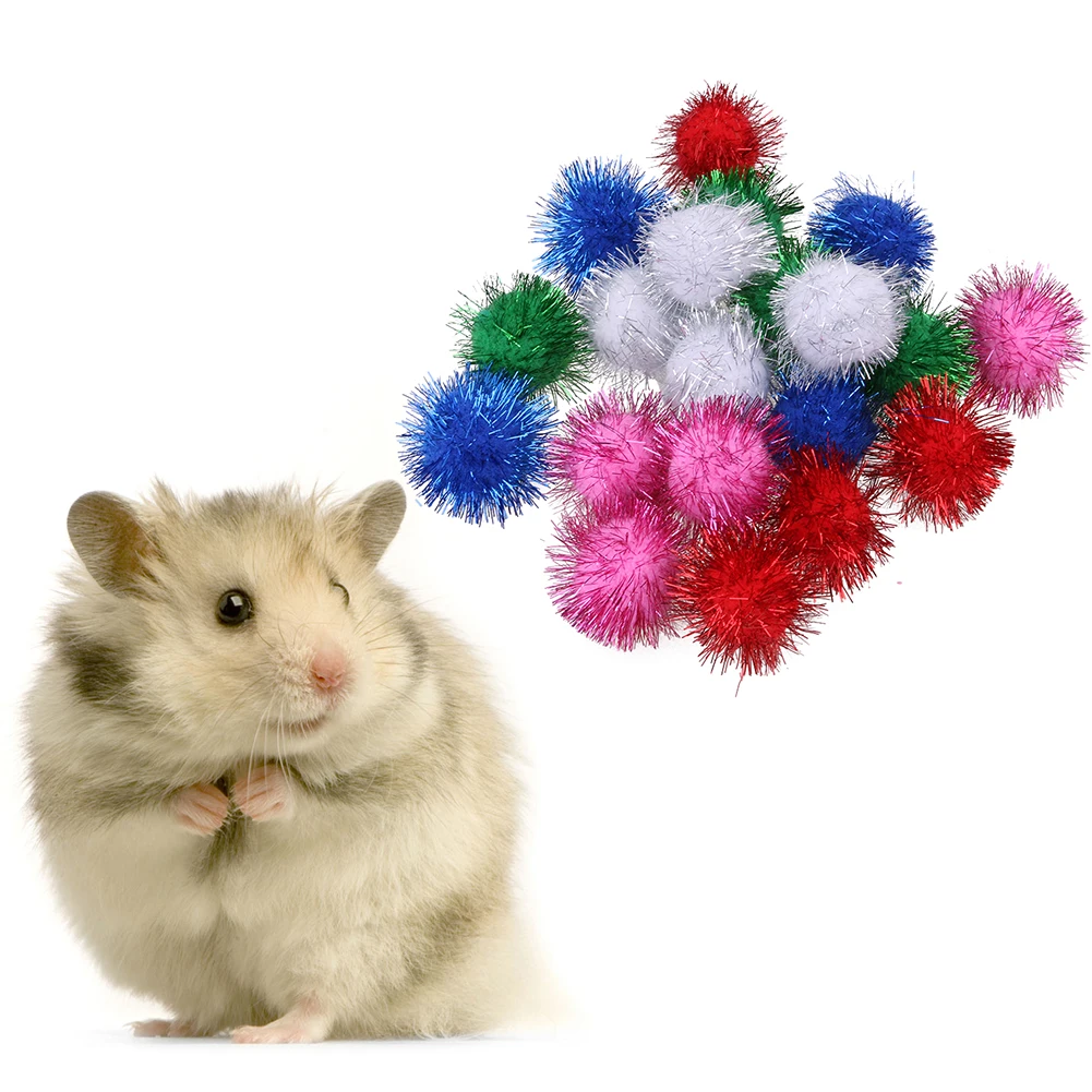 100x Blinking Pompom Balls Toys Tinsel Sprayed for Pet Cat Kitten Toys 1.5cm