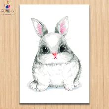 Маленький пишущий кролик Живопись Картины Раскрашивание по номерам с красками наборы животные цифры Живопись по номерам на холсте для