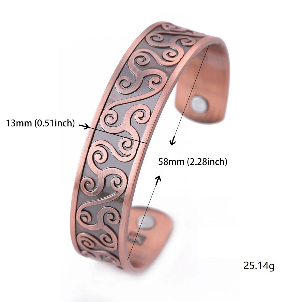 LIKGREAT Triskel Triskelion Ancient Celtics Symbol Bangles Antique Silver Magnetic Cuff Bracelet Vintage Health Care Jewelry