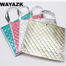 100 шт./лот) W40xH34xD11cm Нетканая ткань ламинированная алюминиевая фольга зажим хлопок Роскошная Одежда эко хозяйственная сумка торговля