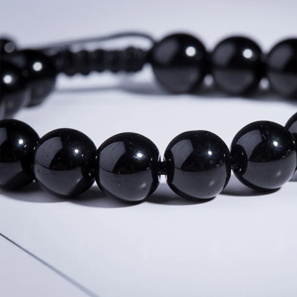 Natural Obsidian Anti Fatigue Bracele 6-10mm Round Men Bracelet Adjustable Handsome Black Beads Bracelets For Women Jewelry
