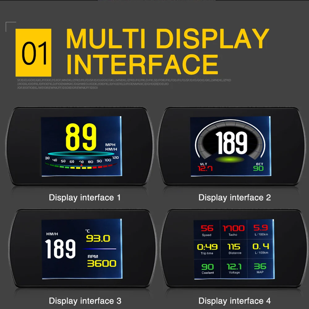 OBDSpace P12 OBD2 автомобильный HUD Дисплей Цифровой скоростной проектор бортовой компьютер скорость метр лобовое стекло 5," туристический компьютер