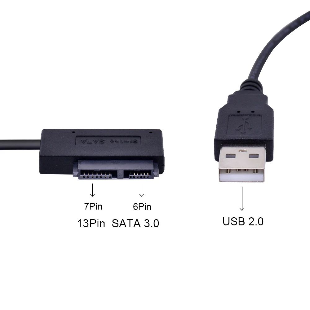 CHIPAL USB 2.0 to Mini Sata II 7+6 13Pin Adapter Converter Cable steady style for Laptop CD/DVD ROM Slimline Drive HDD CADDY