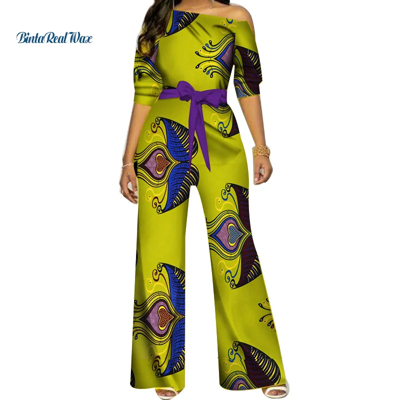Африканская одежда Дашики Анкара принт комбинезон женский африканская одежда Базен Riche хлопок комбинезон с поясом WY3925