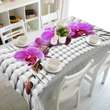 Senisaihon 3D Tablecloth Beautiful Purple Flowers Pattern Waterproof cloth Thicken Rectangular Wedding table cloth Home Textile