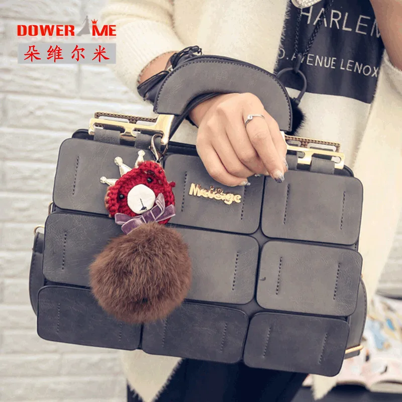 

DOWERME 2016 suture bag inclined shoulder ladies hand bag women  leather handbag  woman bags  2