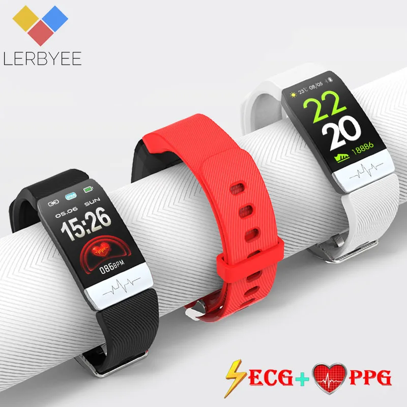 

Lerbyee Smart Wristband Q1S ECG+PPG Waterproof Blood Pressure Oxygen Fitness Tracker Watch Bluetooth Call Reminder for iPhone 8
