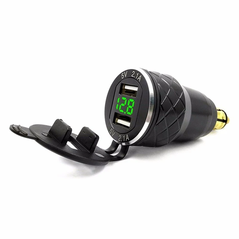 

4.2A CNC Aluminum Dual USB Voltage Display Motorcycle Charger Plug for BMW F800