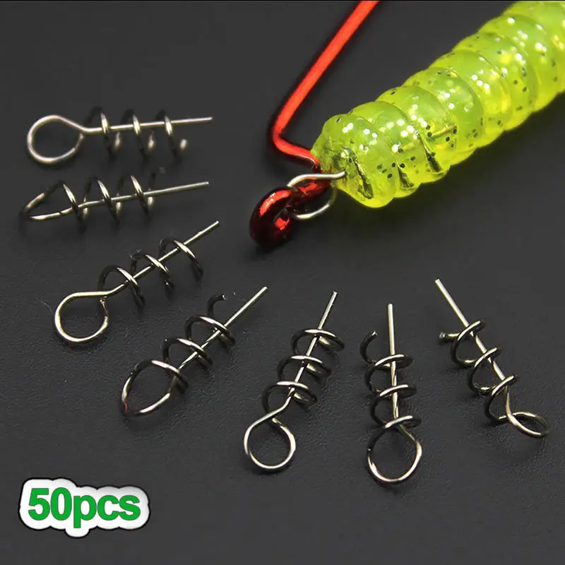 

50 Pcs/Pack Soft Bait Spring Lock Pin Crank Hook Connector Fixed Latch Pins Fishing Accessories Tackle YS-BUY