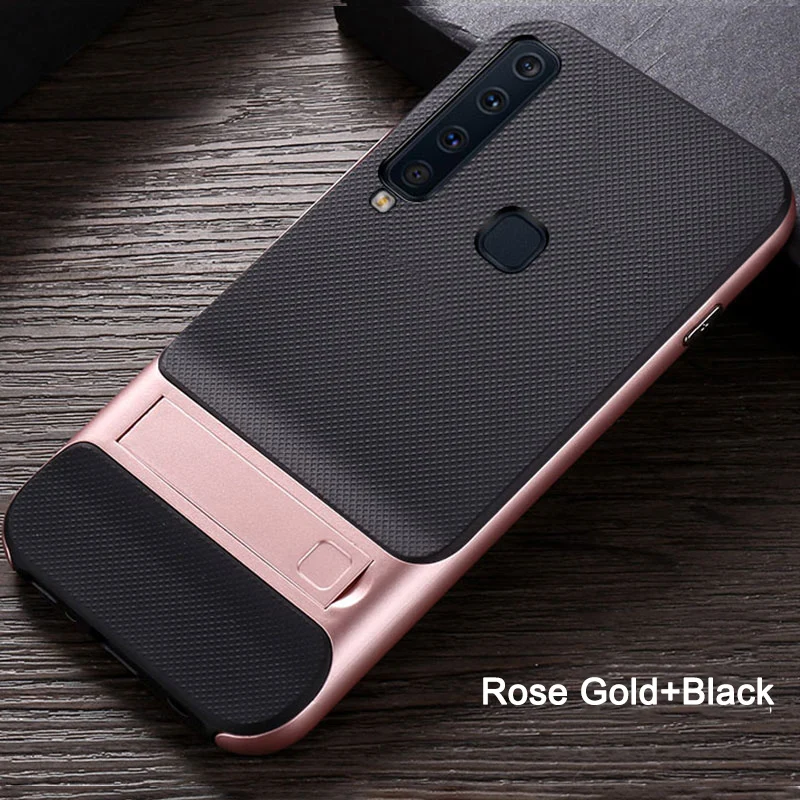 Чехол для телефона для samsung Galaxy A9 A9s чехол для samsung A9s Мягкий силикон+ PC подставка Защитная крышка для samsung Galaxy A9s чехол - Цвет: Rose gold