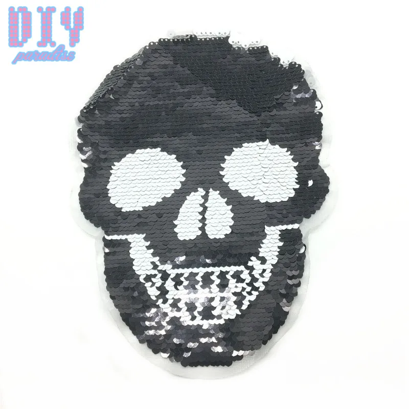 

Skull Reverse Sequins Sew On Patches for Summer T Shirt clothes Clothing Reversible Change Color Patch Applique