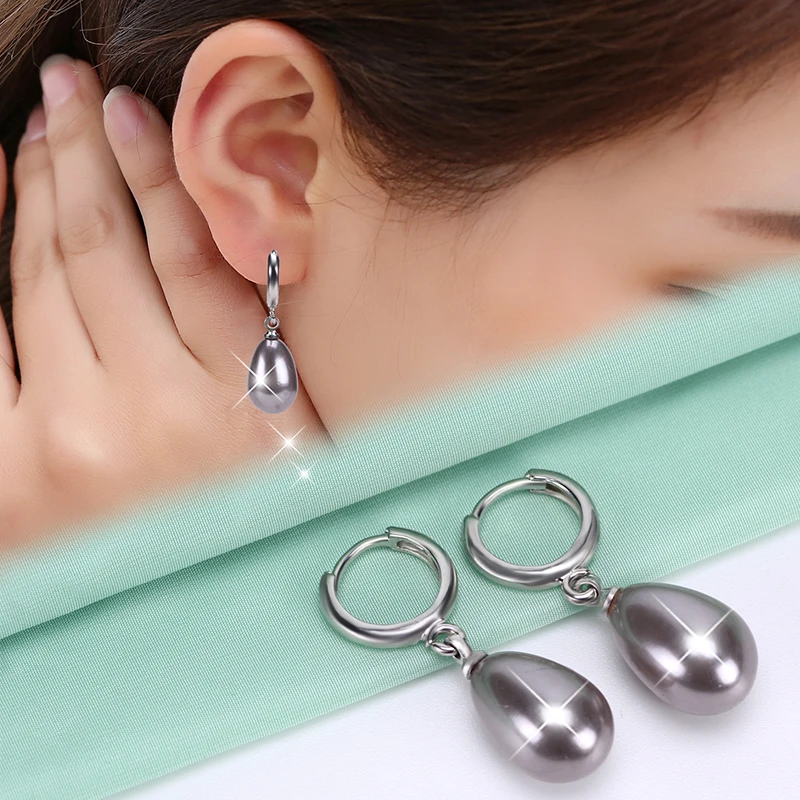 

2018 New Simple Simulated Pearls Classic Earring Exquisite Waterdrop Pearl Teardrop Silver Small Charm Clip Earrings for Women