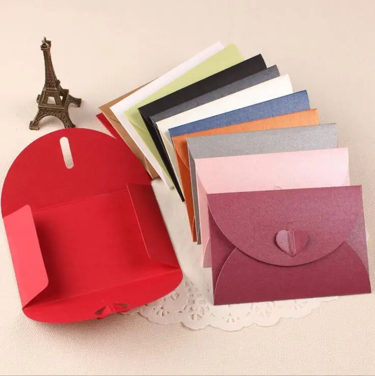 10PCS/LOT Colored heart Buckle Kraft Paper Envelopes Simple Love Retro Decorative Envelope Small | Дом и сад