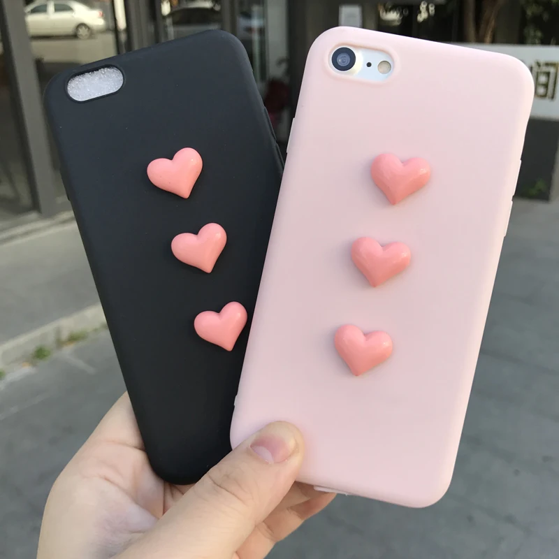 

Case for Samsung galaxy S8 S7 edge S6 edge plus Note 8 J5 J510 J7 J710 3D pink lovely heart Cute soft TPU phone back cover