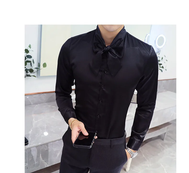 Рубашки Для мужчин розовый Camisa Masculina Slim Fit рубашки для Для мужчин s шелк Для мужчин s смокинг рубашки с галстуком платье с длинным рукавом клуб наряды