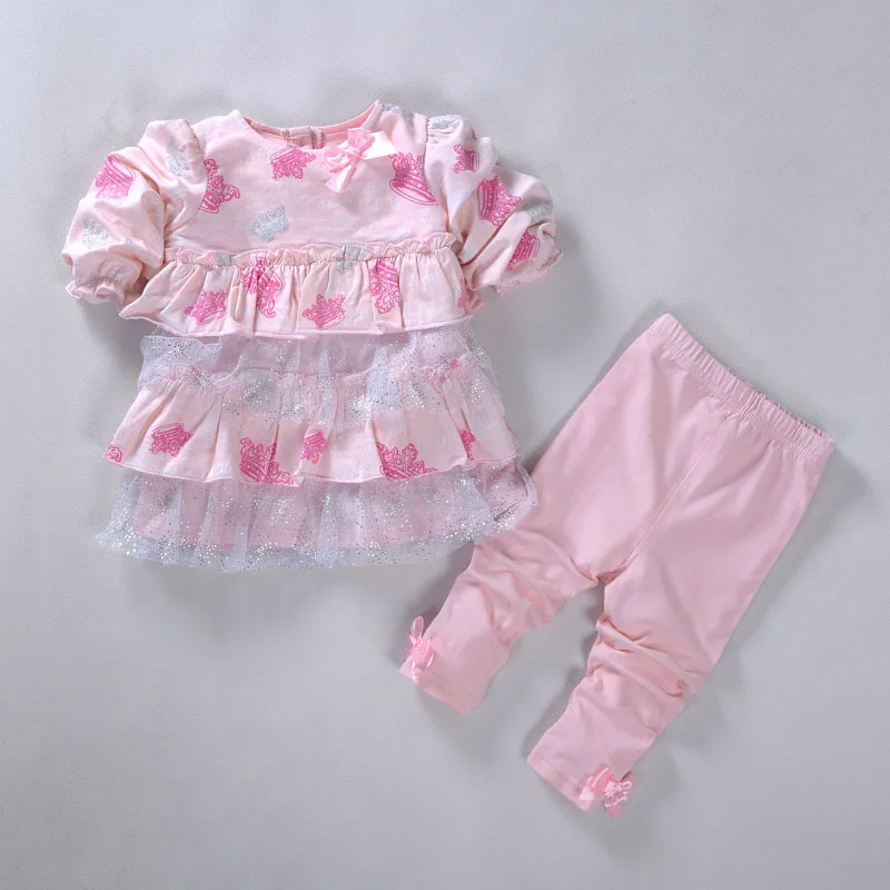 

Autumn Crown Baby Girl Clothes Sets Lace Dress Tops & Pant Infant Outfits Suit Princess Kids Toddler Girl Casual Clothing