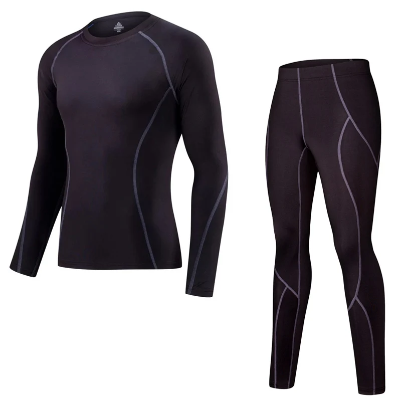 New Men's Thermal Underwear Set Long-sleeved Shirt + Compression Pants 2 Piece Suit Fitness T-shirt Men's Leggings Rashgard Male New Men's Thermal Underwear Set Long-sleeved Shirt + Compression Pants 2 Piece Suit Fitness T-shirt Men's Leggings Rashgard Male