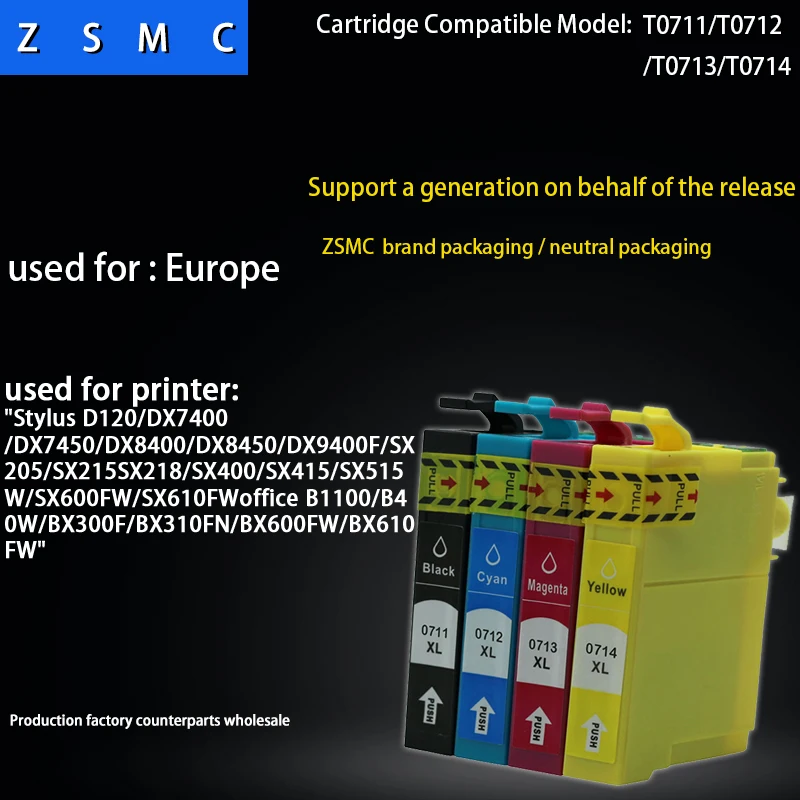 

4PCS Compatible EPSON T0711 T0715 ink cartridge suitable D78/D92/DX7000F/DX5000/DX4050/4000 printer