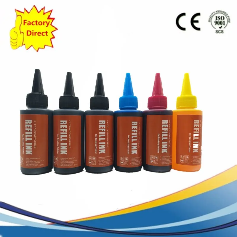 Премиум специализированных набор заправки чернил, красителей для Epson R230 R220 R200 T50 1400 1390 R260 R265 R280 струйный принтер - Цвет: 1SET 2BK 6X100ML