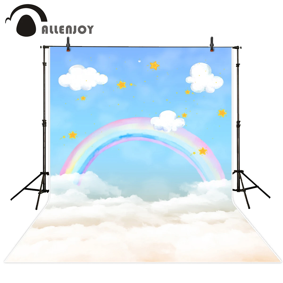 

Allenjoy Vinyl photography The sky Stars Gold Rainbow cloud photography backdrop personal custom Partner name backdrop