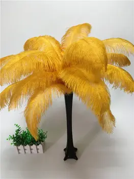 

New 50 PCS beautiful natural Gold Yellow ostrich feathers wholesale 50 to 55 cm / 20 to 22 inches of feathers wedding party deco
