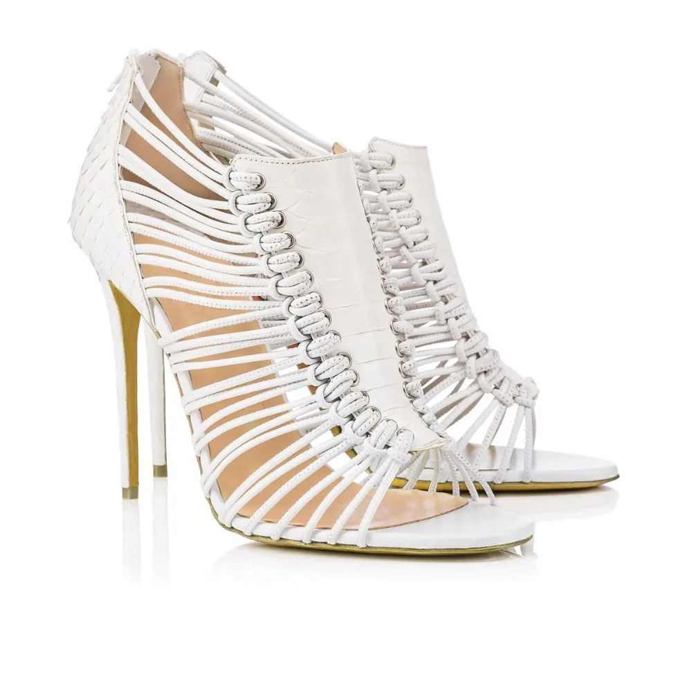 Rome Style White Snakeskin Thin High Heel Sandals Back Zipper Narrow Band Stiletto Heel Sandals Open Toe Casual Women Shoes Rome Style White Snakeskin Thin High Heel Sandals Back Zipper Narrow Band Stiletto Heel Sandals Open Toe Casual Women Shoes