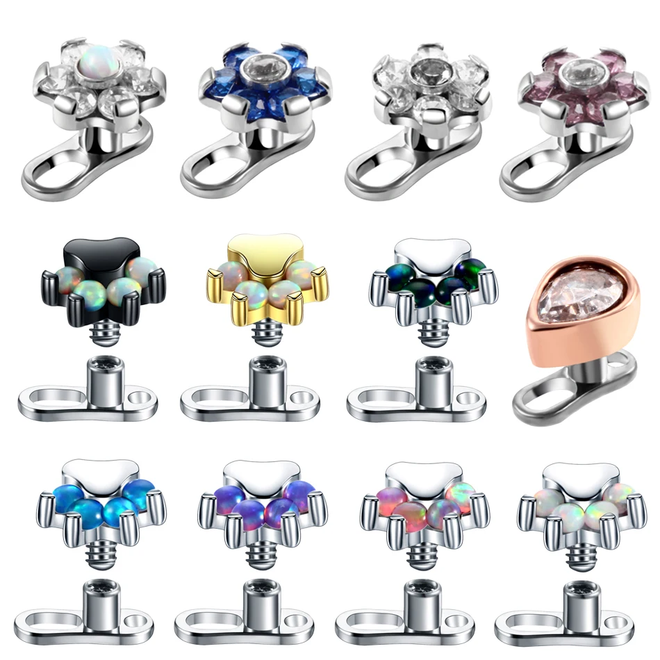 

1PC G23 Titanium Micro Dermal Anchor Base Skin Diver Steel Tops Titanium Mirco Dermal Piercings Hide in Skin Screw Body Jewelry