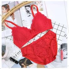 DERUILADY комплект с бюстгальтером, сексуальное беспроводное женское нижнее белье, кружевной Цветочный регулируемый комплект с бюстгальтером и трусиками, комфортный бесшовный комплект нижнего белья Пуш Ап