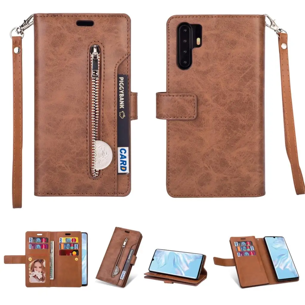 Чехол-Кошелек Haissky с 10 отделениями для карт Huawei P30 Pro Lite Mate 9 20 P8 P20 кожаный