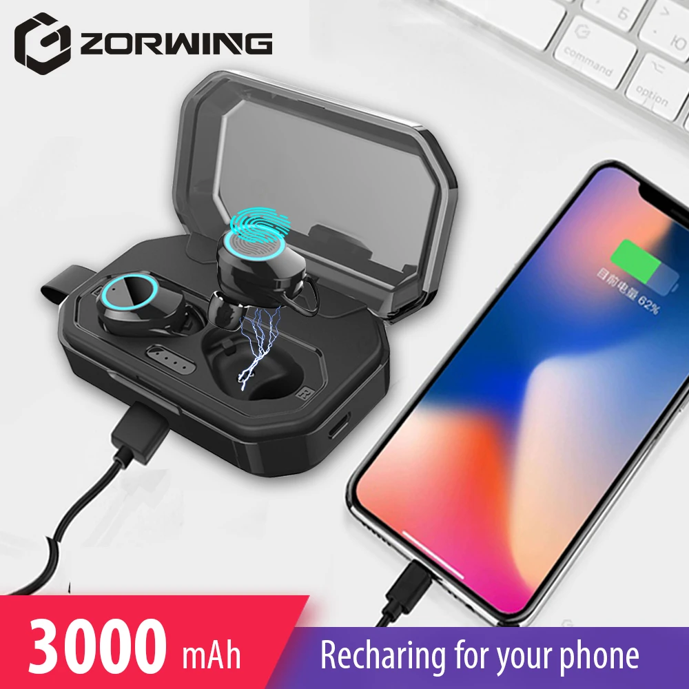 

TWS Bluetooth 5.0 Earphones Touch Sensitive True Wireless Earphone HiFi Stereo Earbuds Gaming Headset 3000mAh for Phone Charging