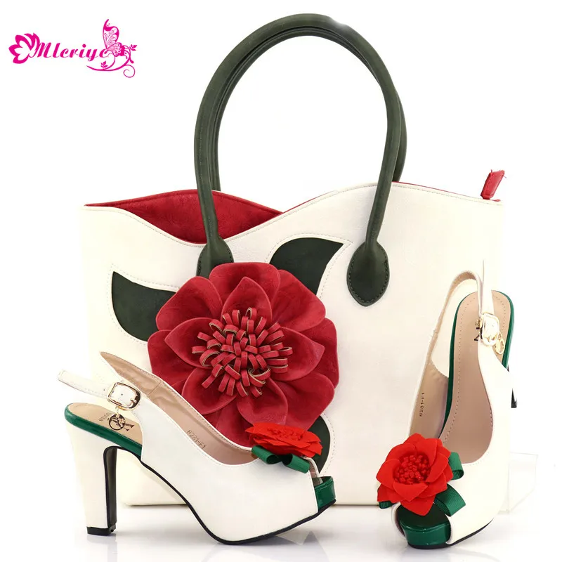 

New Arrival Italian Shoes with Matching Bag High Quality Woman Italian Shoes and Bags Set Decorated with Rhinestone