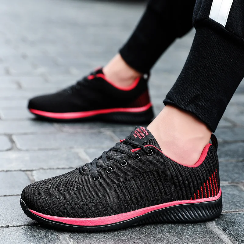 JINBEILEE Large Size Men's Lightweight Cushioning Running Shoes Flying Woven Breathable Mesh Sports and Leisure Men's Shoes