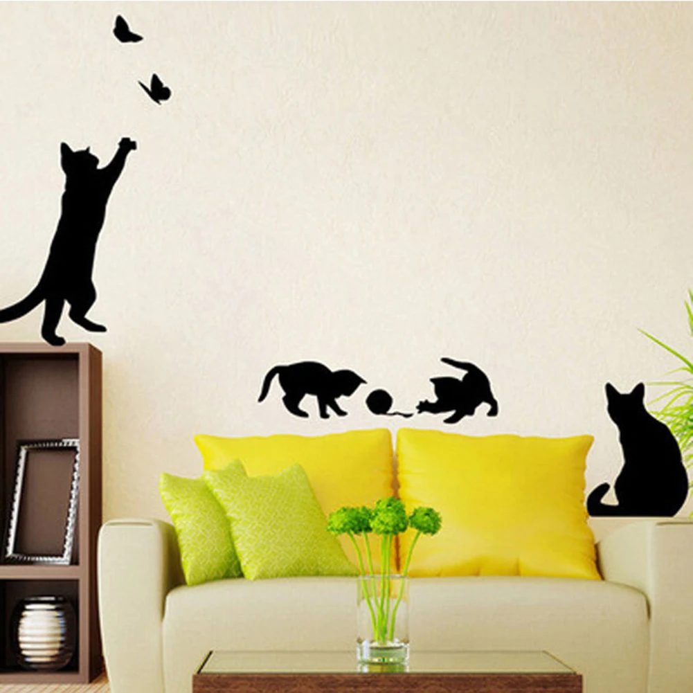 Лестницы наклейки кошка ловля настенное украшение «Бабочка» живопись гостиная спальня настенные стикеры бабочки на стену Декор