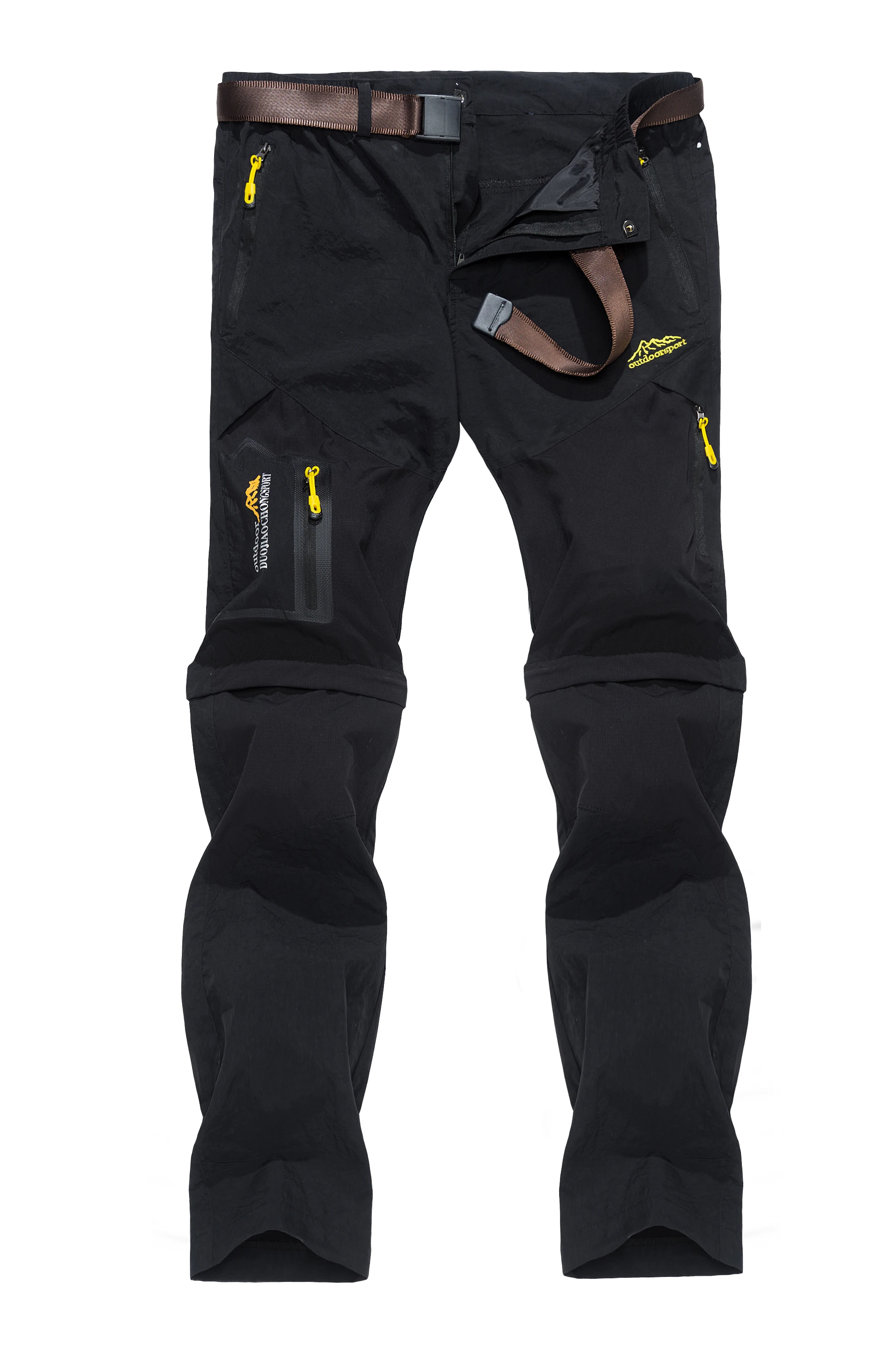 Мужские тактические легкие быстросохнущие тянущиеся брюки-карго на молнии для походов и путешествий - Цвет: Черный