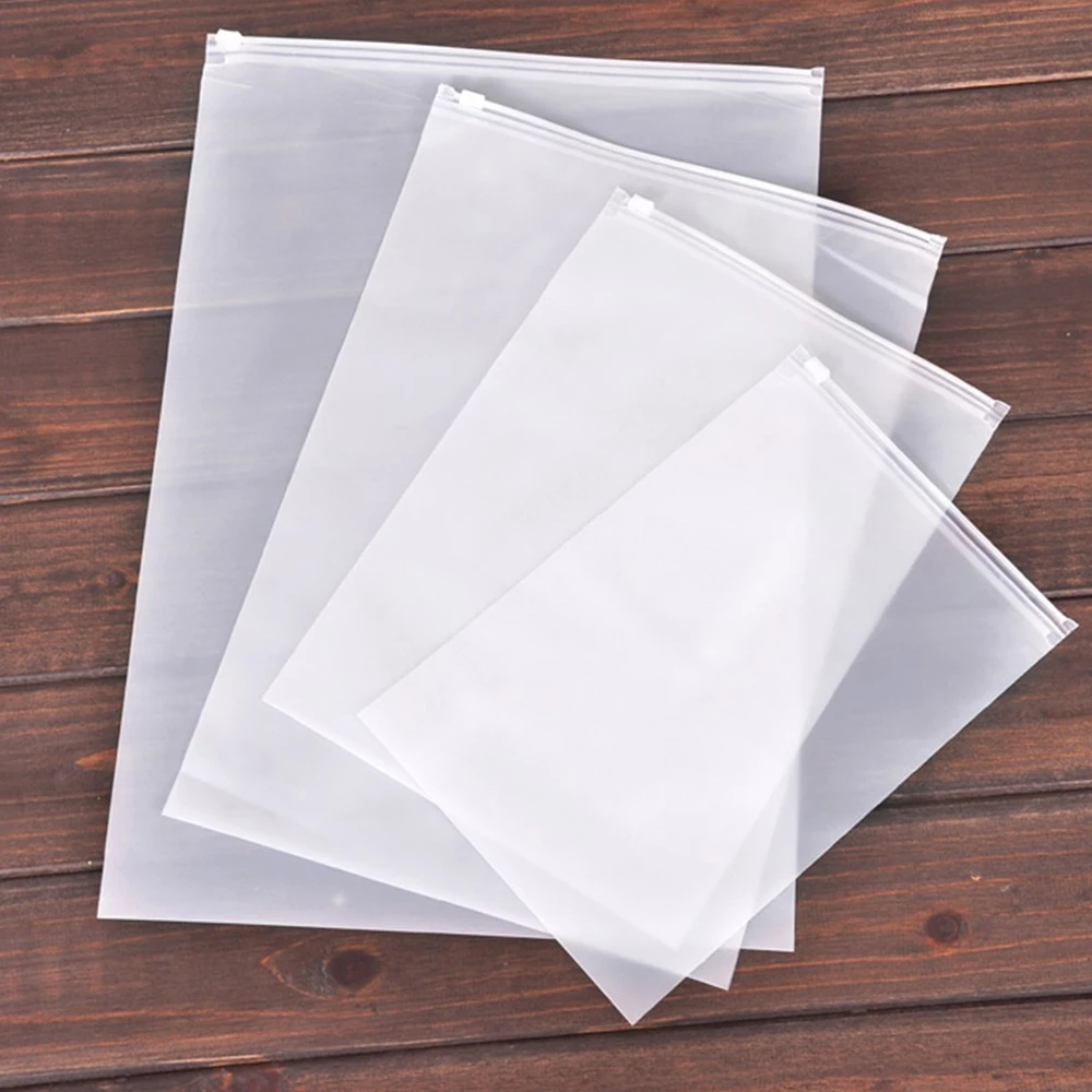Reusable Matte Clear Plastic Storage Bags Travel Grocery Underwear 