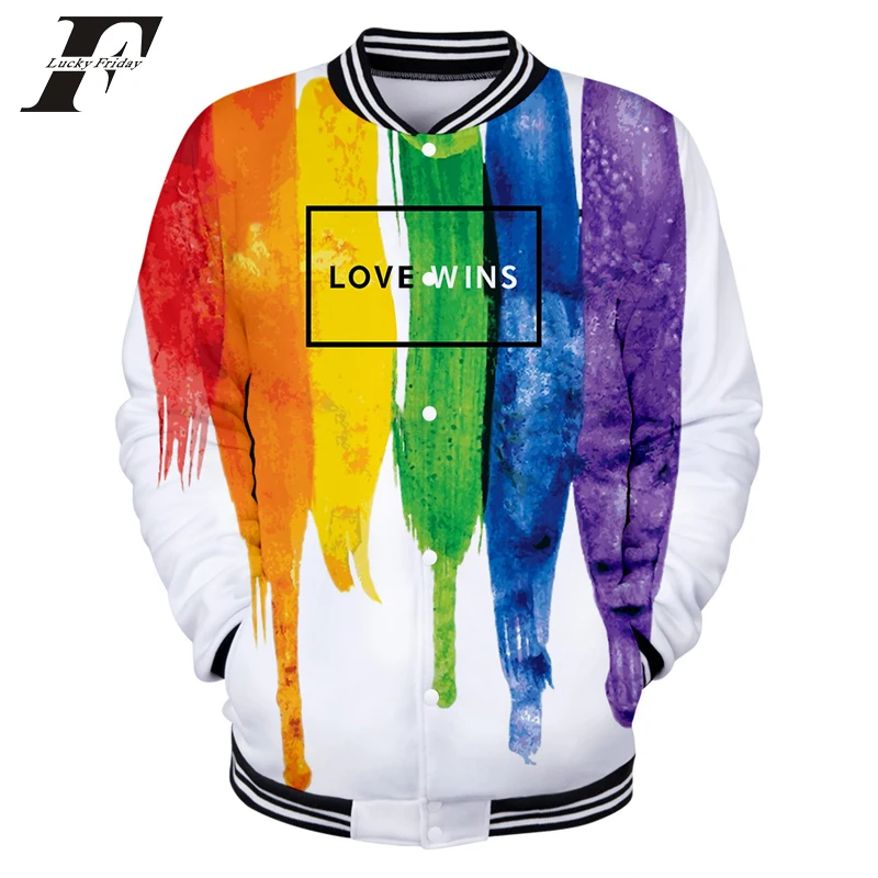 

Rainbow Baseball jacket men uniform Men streewear jacket Casual LGBT Harajuku fashion streetwear Baseball Jackets clothes