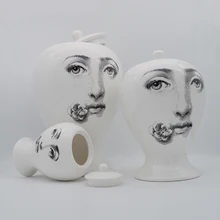 Керамическая банка Fornasetti с абстрактным рисунком лица, бутылка для хранения конфет с крышкой, домашняя декоративная коробка, чайные канистры, диспенсер