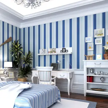 

ZXqz 17 environmental protection non-woven wallpaper wallpaper _ Mediterranean striped wallpaper the living room bedroom