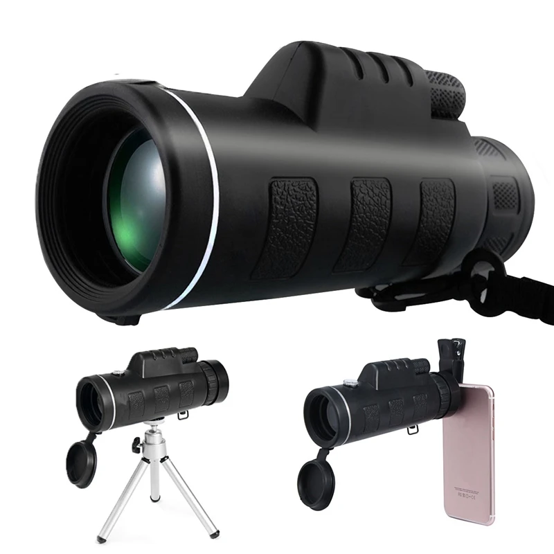 

40X60 Monocular Zoom Optical Lens Telescope + Tripod + Clip Set For Mobile Phone Outdoor Activities